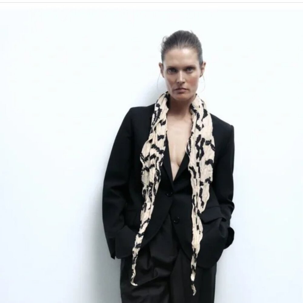Zara Wrinkled Effect Printed Bandana Scarf
